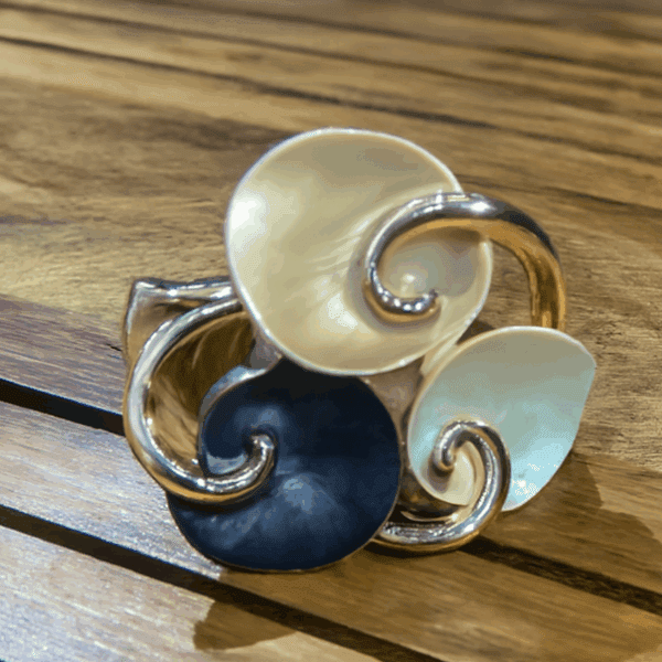 Denim Affascinante Tricolor Shell Ring