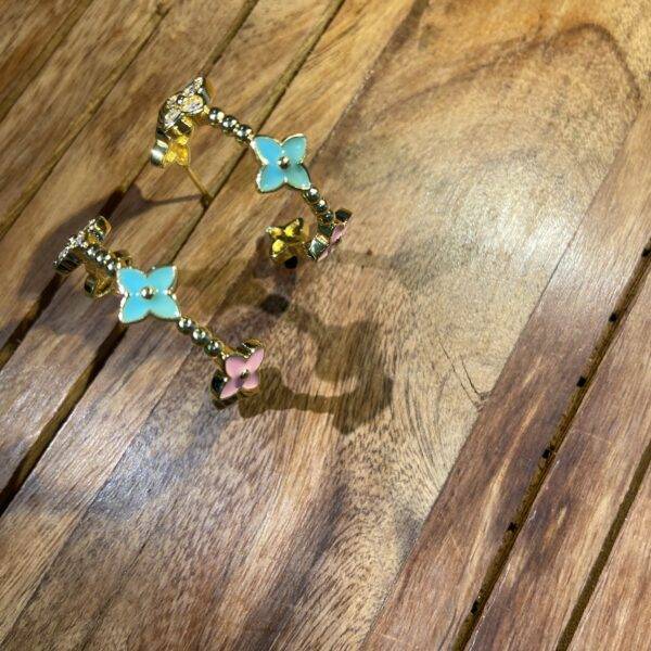 Eden Hoop Earrings – Floral Elegance in Kaleidoscopic Gold