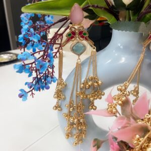 Gulnaar – Enamel Parrot Tassel Earrings