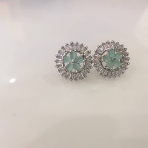 Mint Blossom AD Stud Earrings