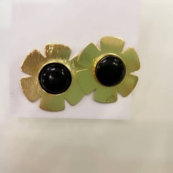 Bold Bloom Stud Earrings – Black & Gold