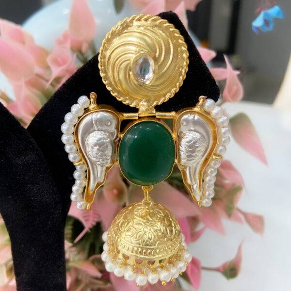 Emerald Parrot Pearl Jhumkas