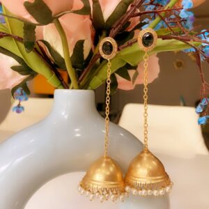 Long Chain Jhumkas with Pearls