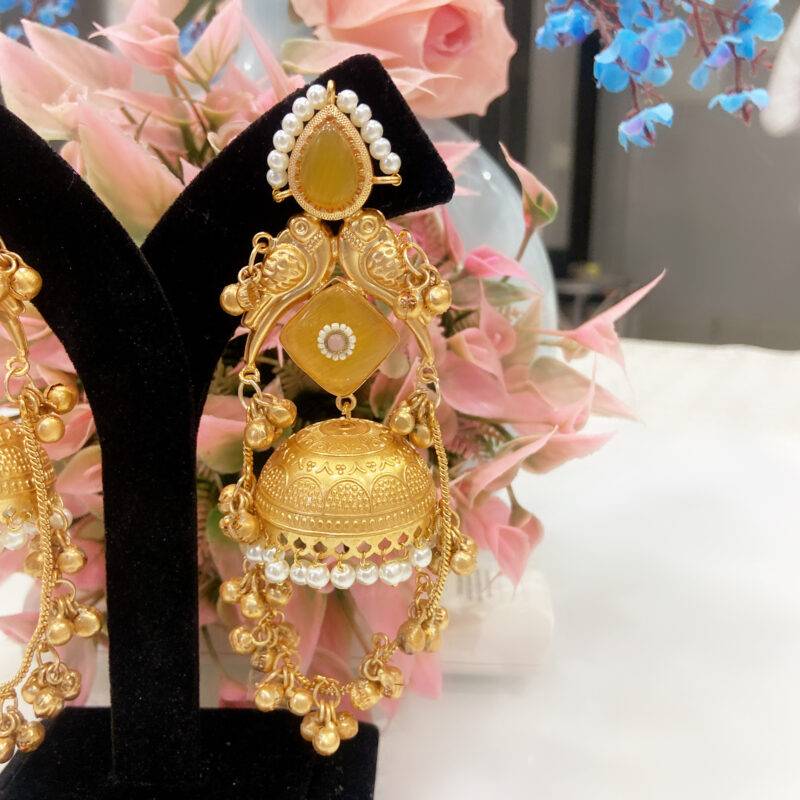 Kashmiri Golden Glow Jhumki - Image 3