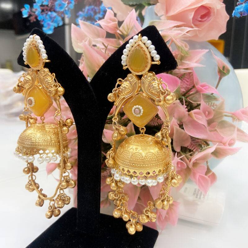 Kashmiri Golden Glow Jhumki - Image 2