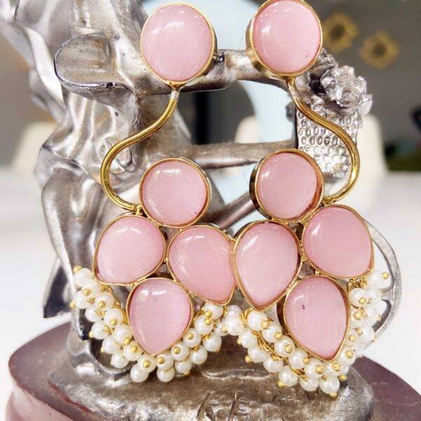 Blush Pink Cluster Earrings with Pearls