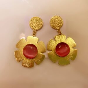 Golden Bloom Stone Earrings