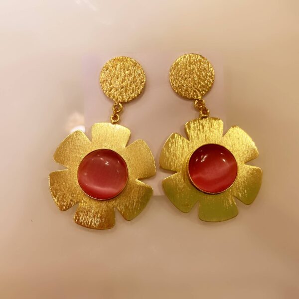 Golden Bloom Stone Earrings