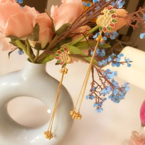 Golden Peacock Tassel Earrings