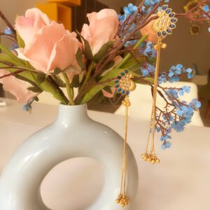 Blue Feather Peacock Tassel Earrings