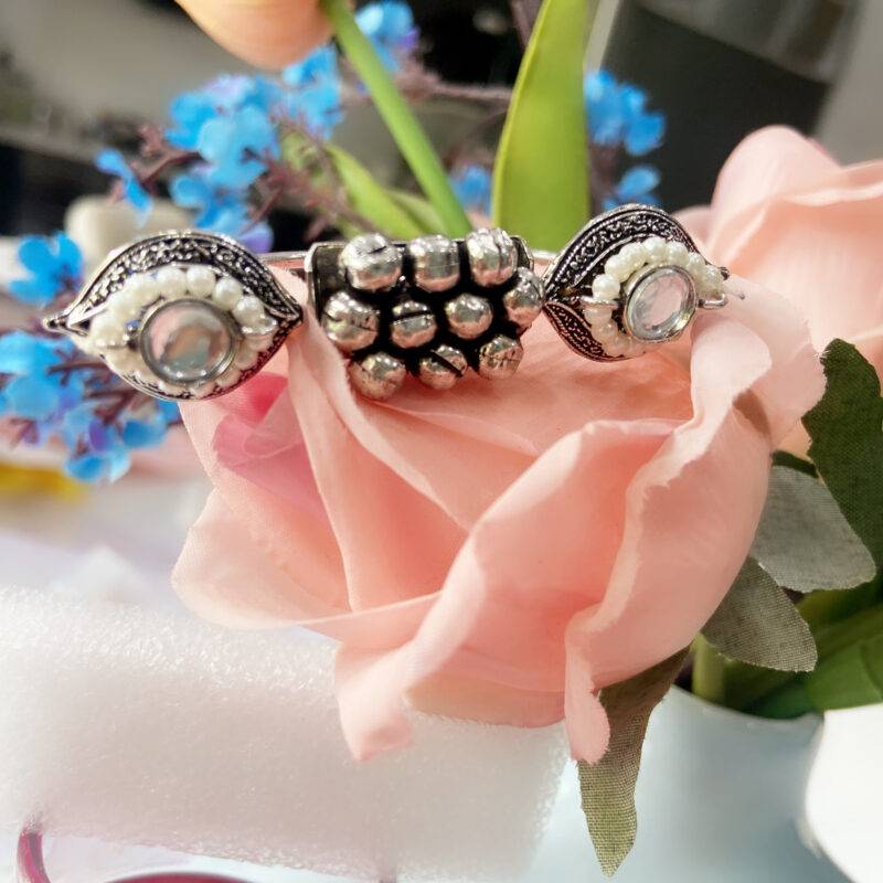 Twin Kundan & Crystal Cluster Statement Ring - Image 2