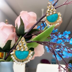 Royal Turquoise Kundan Drop Earrings