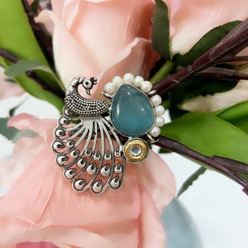 Celestial Peacock Statement Ring - Blue - Image 3