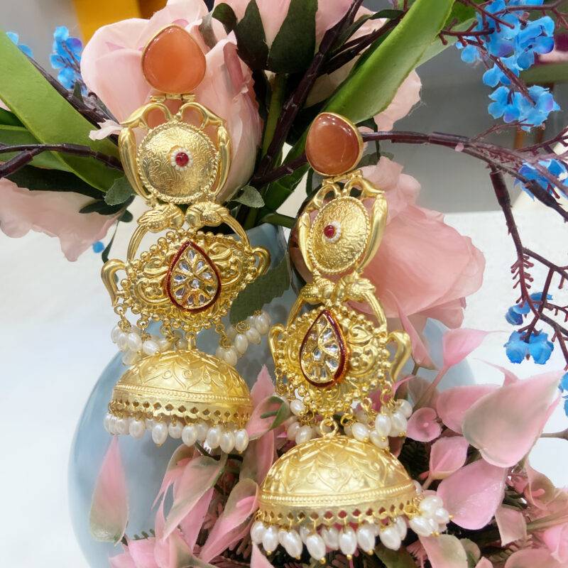 Rajwada Kundan Jhumka - Image 2