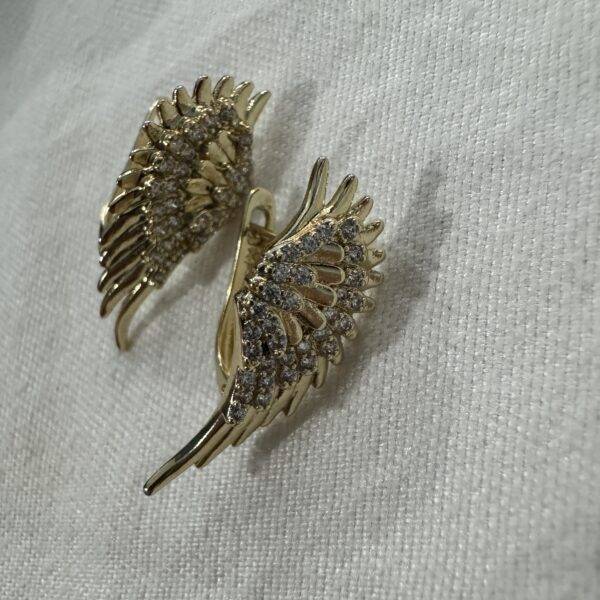 Celeste Winged Radiance Earrings – Blue & White Stone Gold Finish