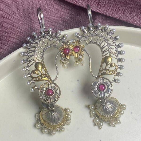 Chandrika Kalika Dual Tone Peacock Earcuffs