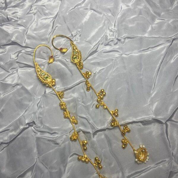 Kashmiri Inspired Gold Plated Long Jhumki Earcuff Earrings