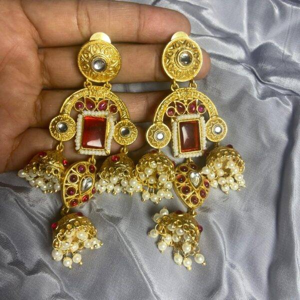 Kashmiri Inspired Kundan Jhumki Earrings