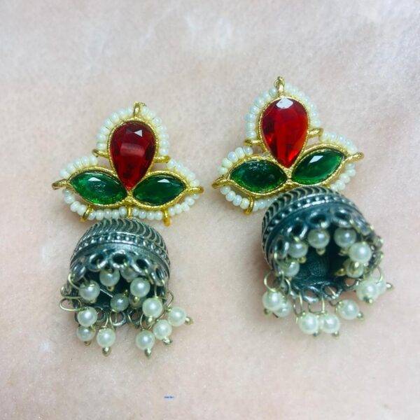 Chandrika Vanya Collection – Dual-Tone Jhumka Earrings with Pearl Drops